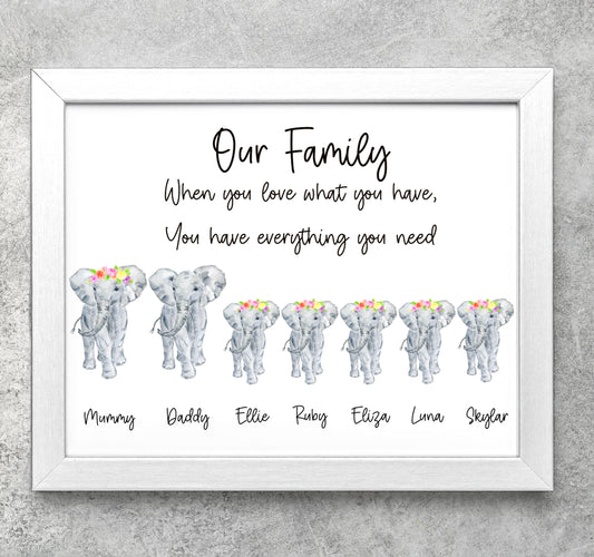 Elephant family print