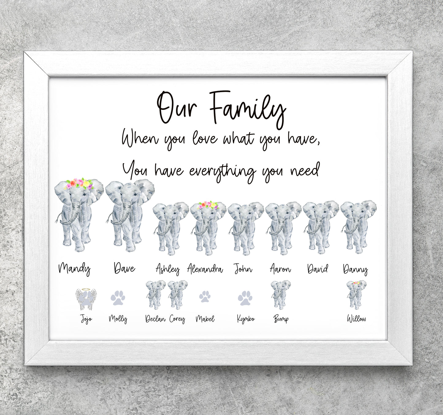 Elephant family print