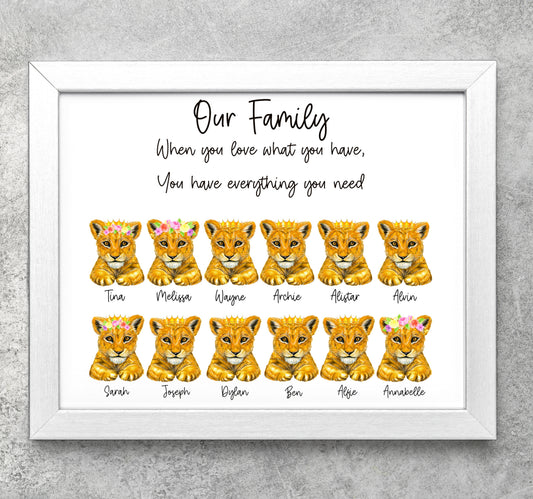 Lion family print