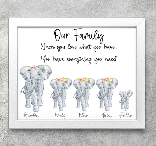 Elephant family print